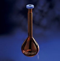 Fisherbrand™ Amber Borosilicate Glass Class A Volumetric Flask with Stopper