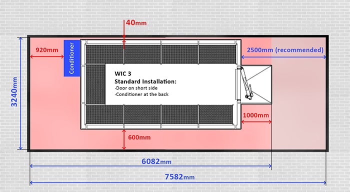 Figure 1 : Aménagement d'une chambre BINDER™ modèle WIC 3