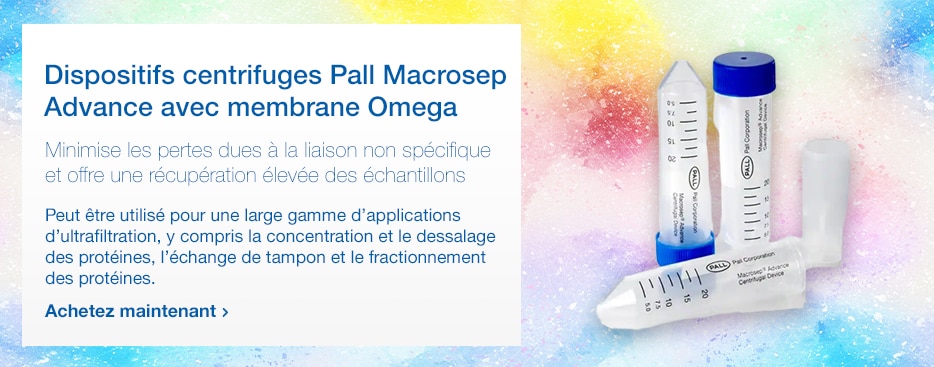 Dispositifs centrifuges Pall Macrosep Advance avec membrane Omega