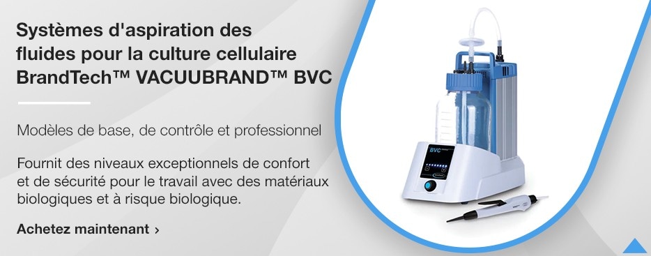 BrandTech™ VACUUBRAND™ BVC Systèmes d'aspiration des fluides pour la culture cellulaire BrandTech™ VACUUBRAND™ BVC Systèmes d'aspiration des fluides pour la culture cellulaire